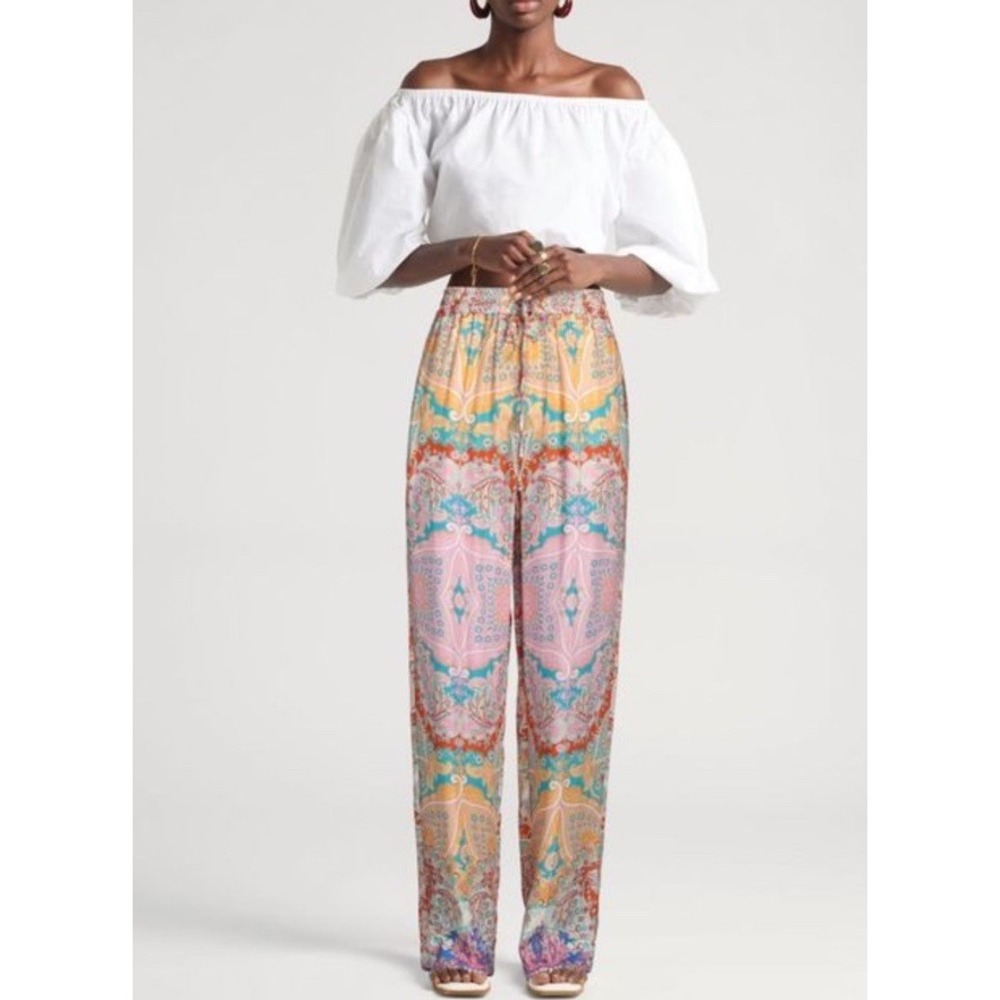 Sandro Cotton Marigold Bland Wide Leg Pull On Floaty Pants Size XS Bohemian